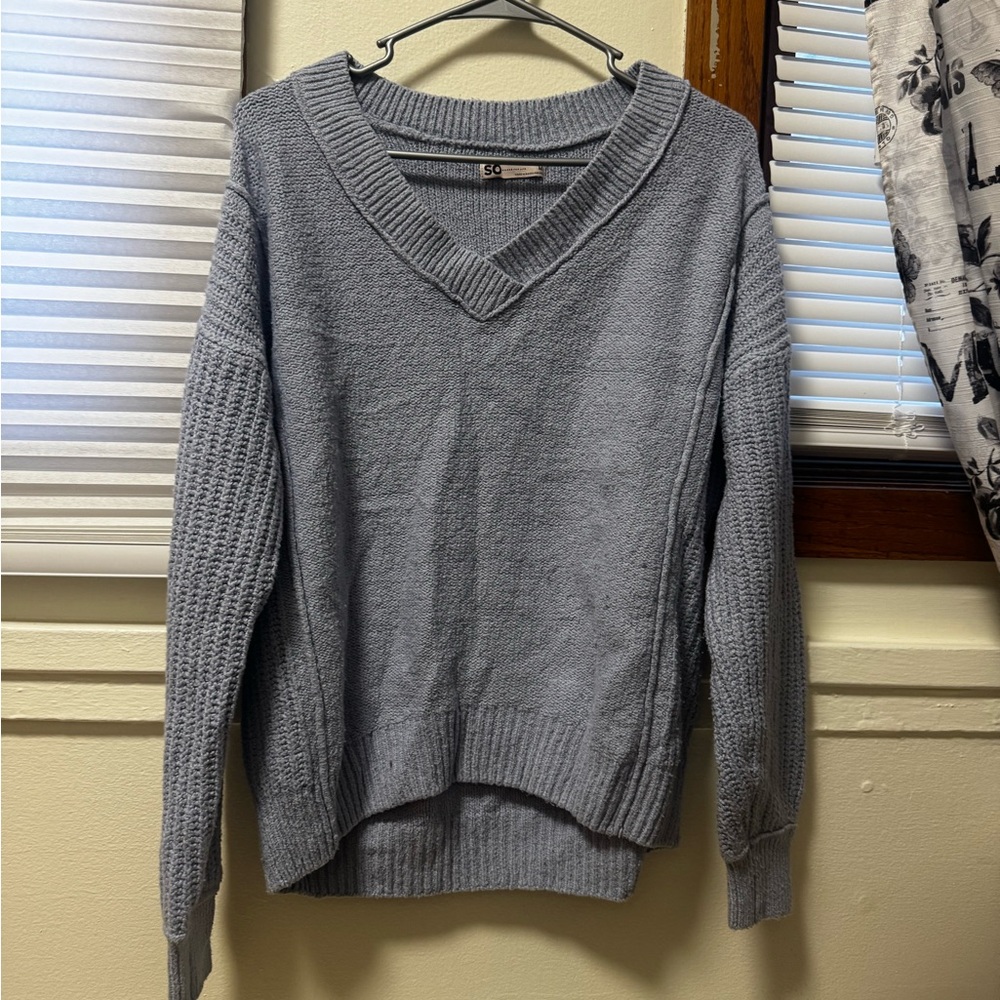 SO Women's Blue V-Neck Sweater